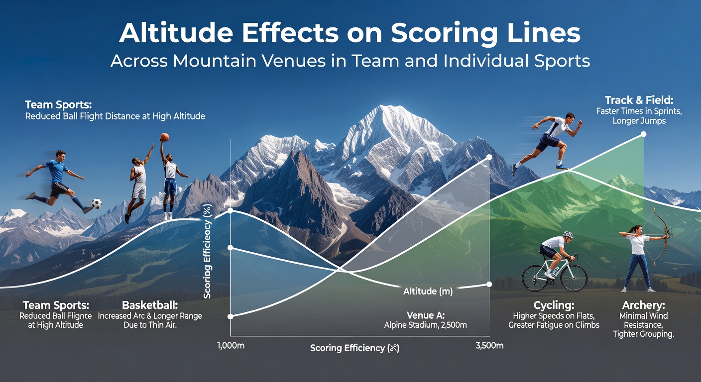High-altitude sports venue showing players adapting to thinner air during a match