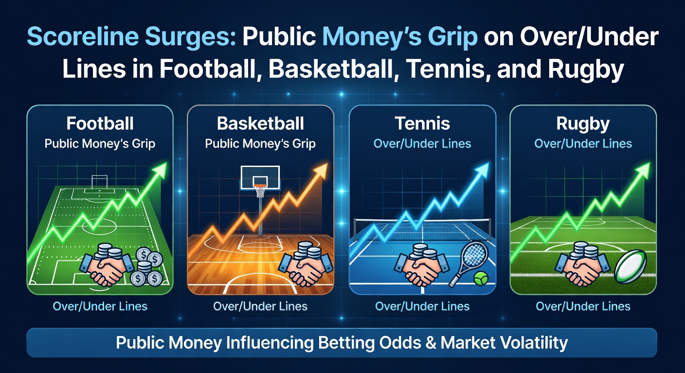 Graph showing over/under line movements driven by public betting volume in major sports matches