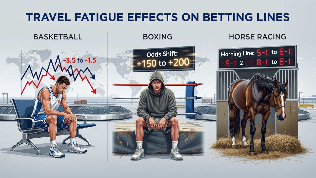 Travel fatigue effects on athletes and betting lines in basketball, boxing, and horse racing